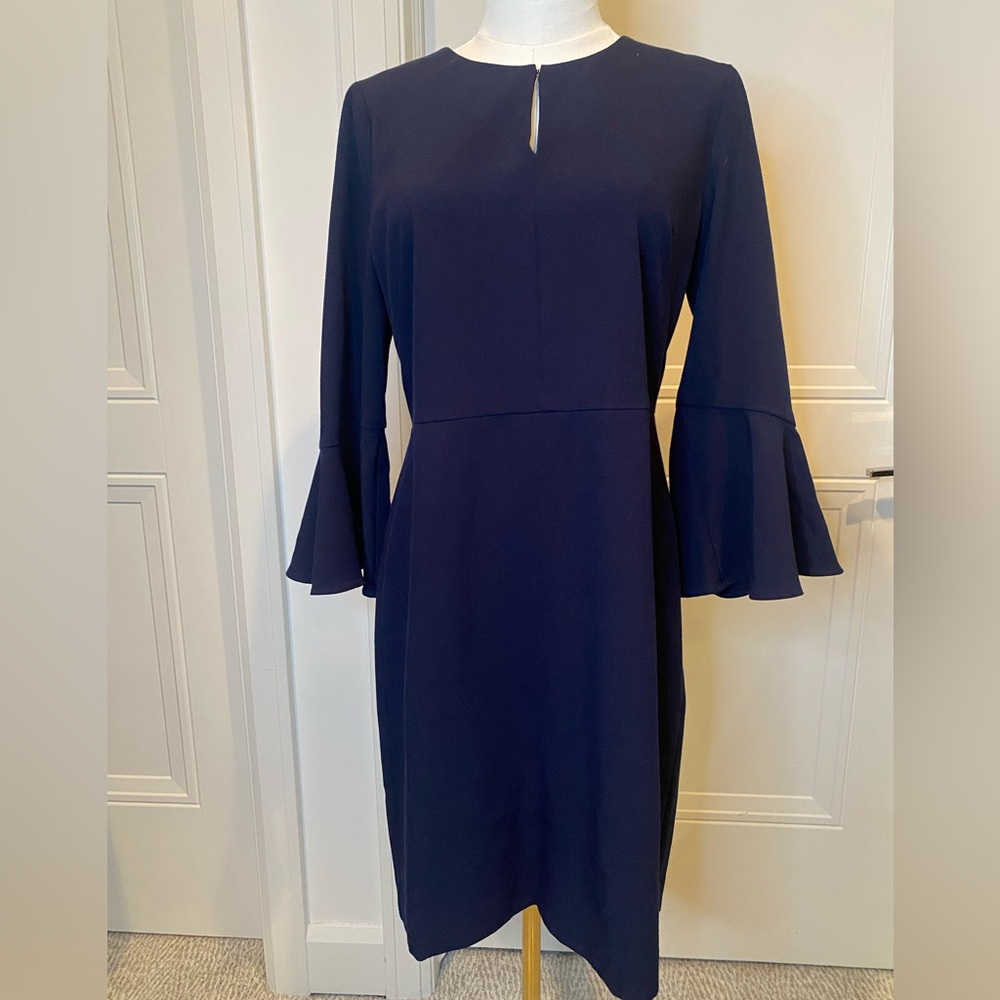 Ann Taylor Midnight Navy Long Sleeve Dress with Bell Sleeves NWT Size 8P